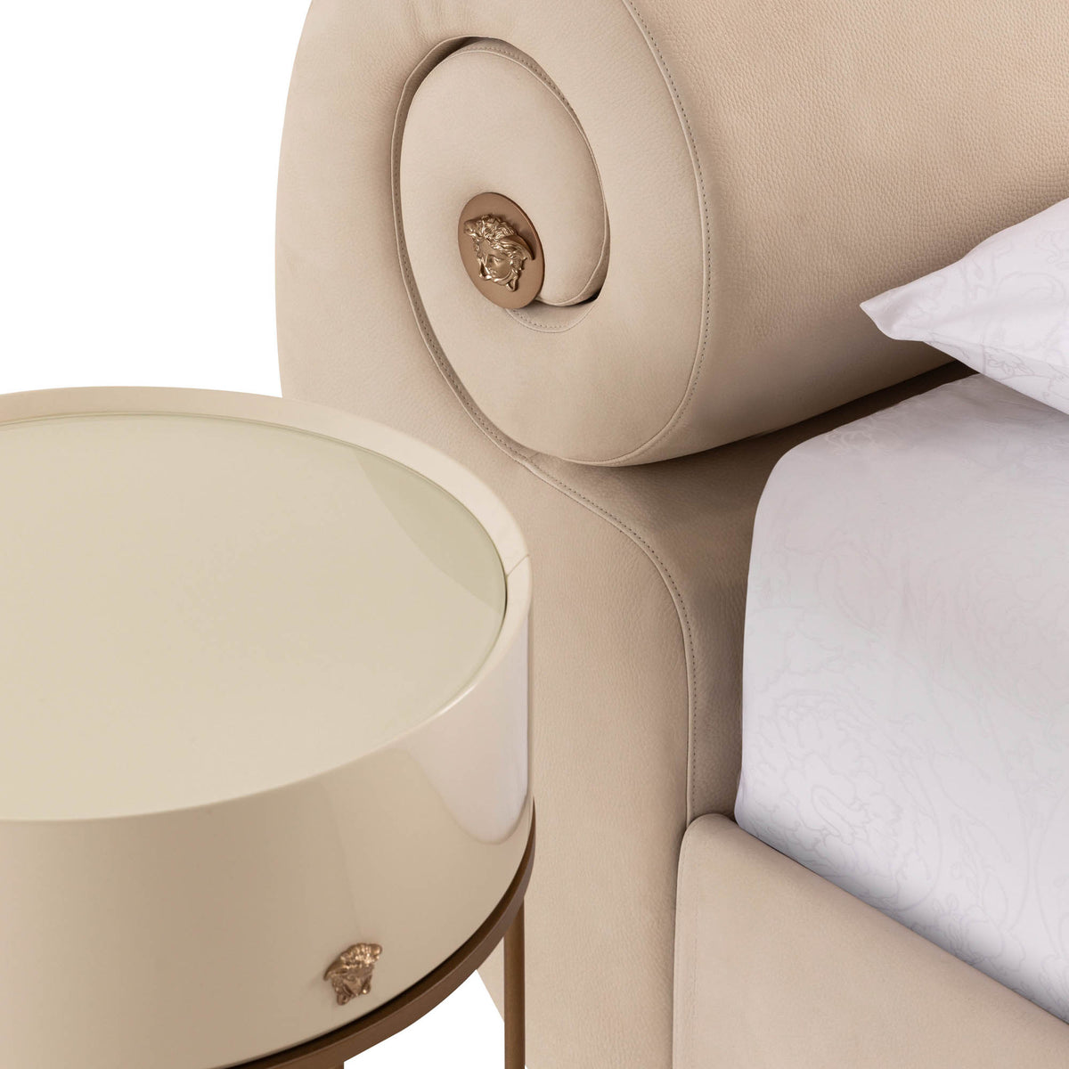 Acantho bed wtih side table by Versace Home