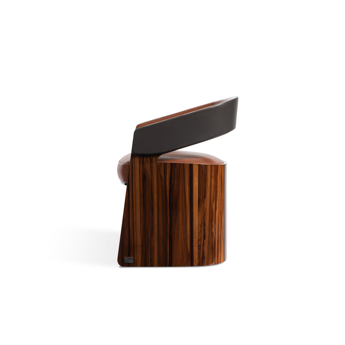 A side view of the Continuum chair by Bentley Home in color liquid ambar