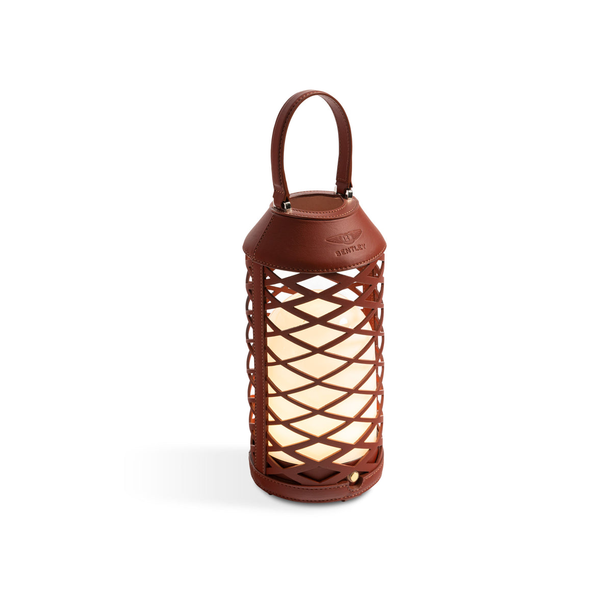 Rust Fairmont Lantern by Bentley Home - Front image with light on