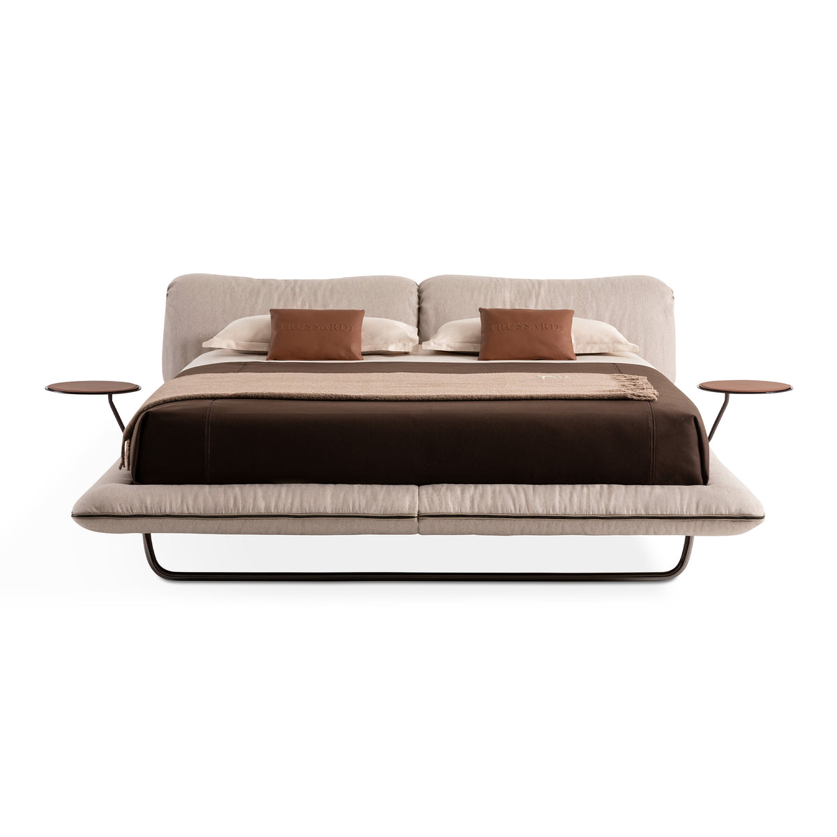 Trussardi Casa - Levre leather bed with bedside tables front image