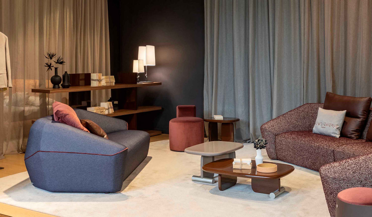 Trussardi Casa - Tratt low bookshelf set up image at Trussardi showroom
