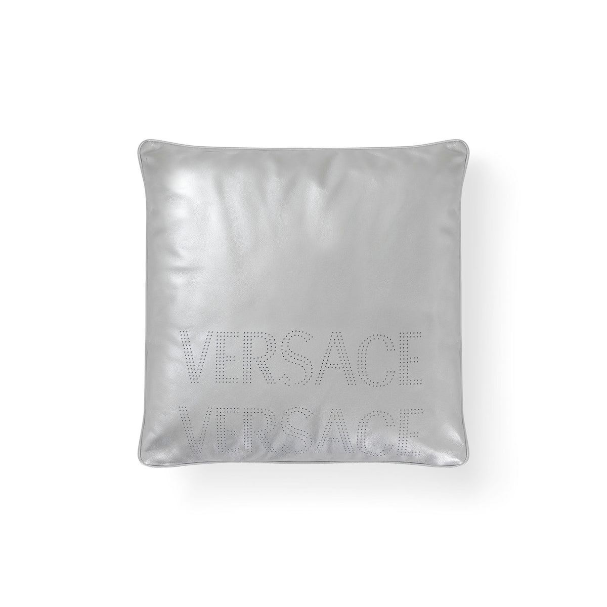 Silver pillow with logo by Versace Home_Back image